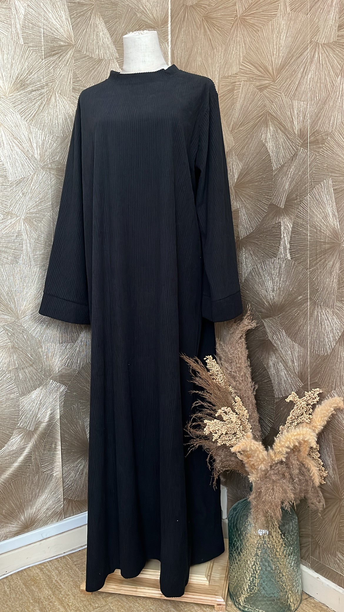 Robe Côtelée Manches Carrées