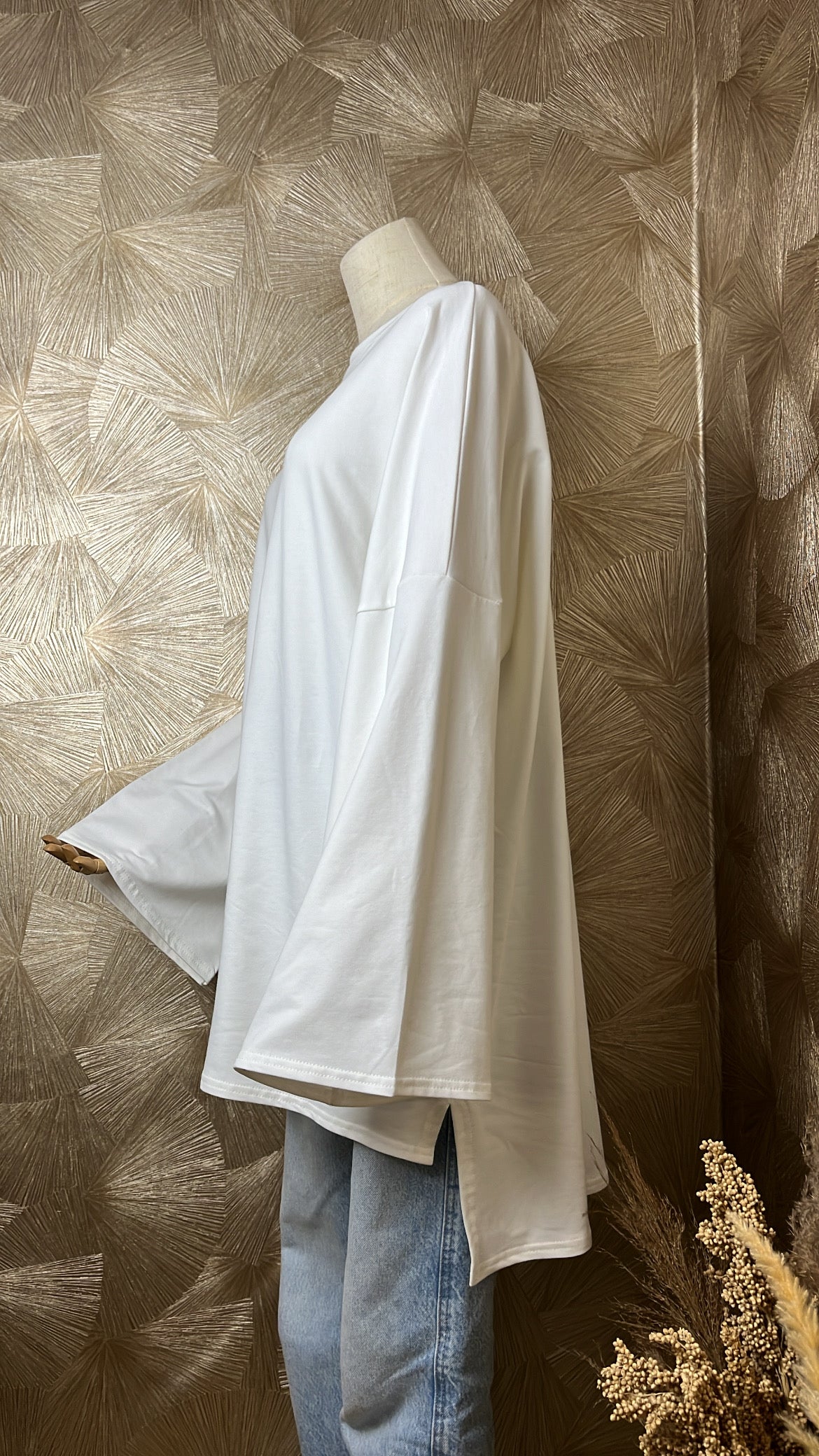 T-Shirt Manches Longues Oversize Blanc