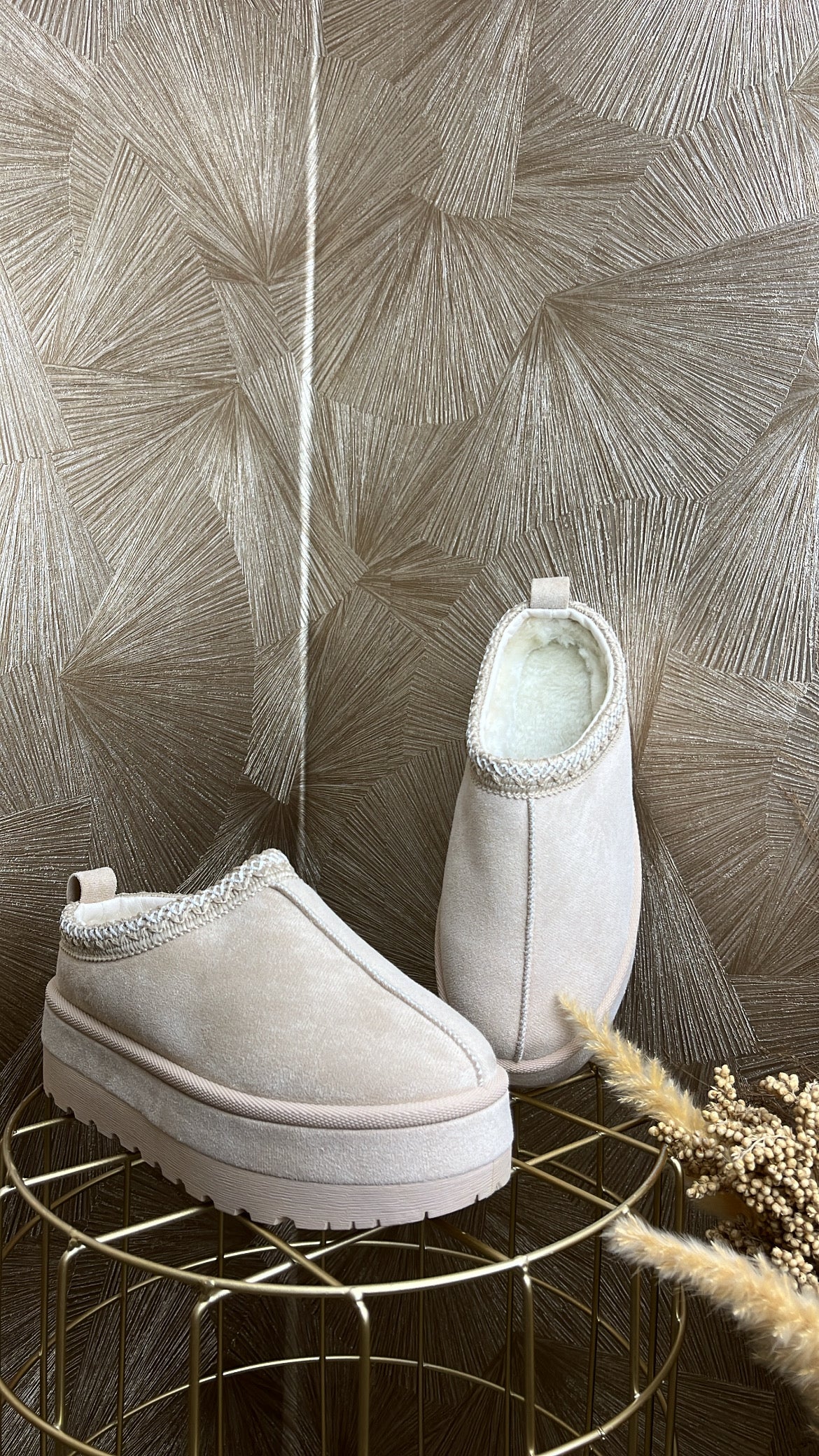 Mules Fourrées Beige