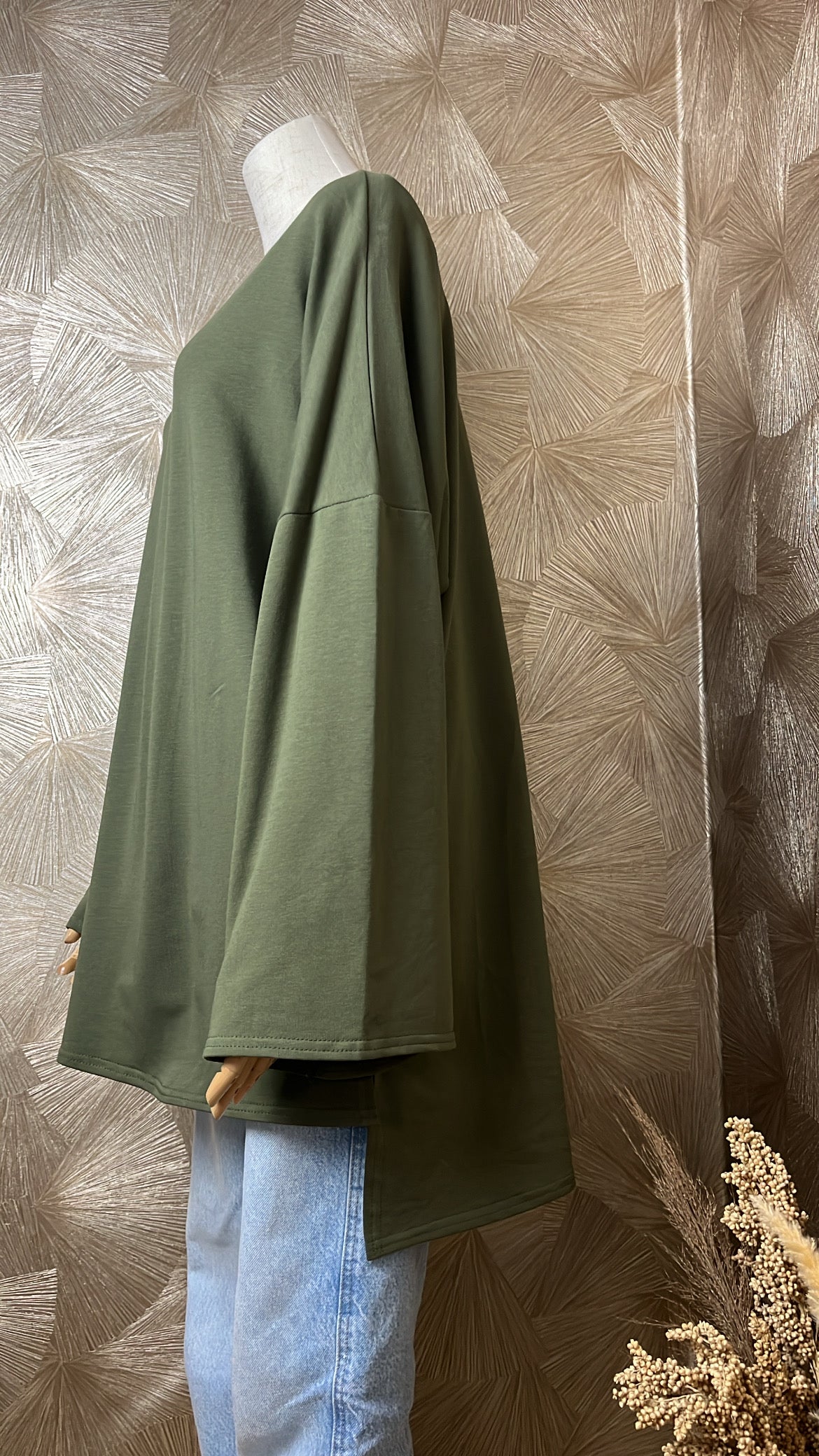 T-Shirt Manches Longues Oversize Kaki