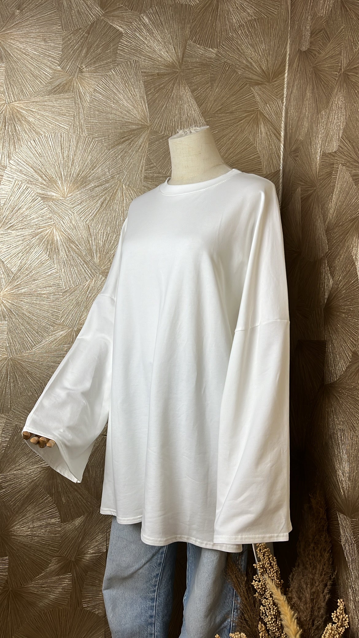 T-Shirt Manches Longues Oversize Blanc
