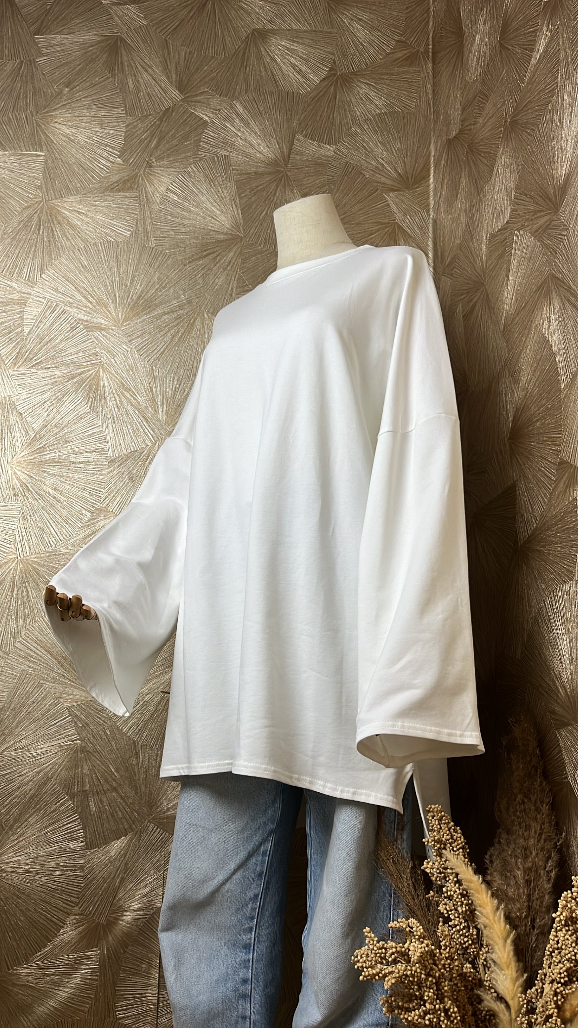 T-Shirt Manches Longues Oversize Blanc