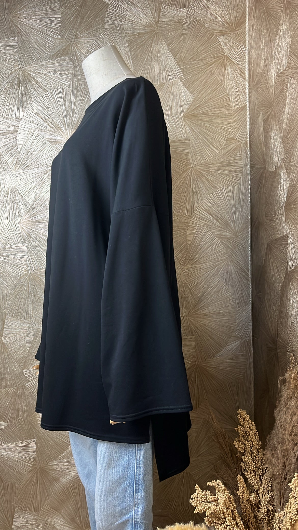 T-Shirt Manches Longues Oversize Noir