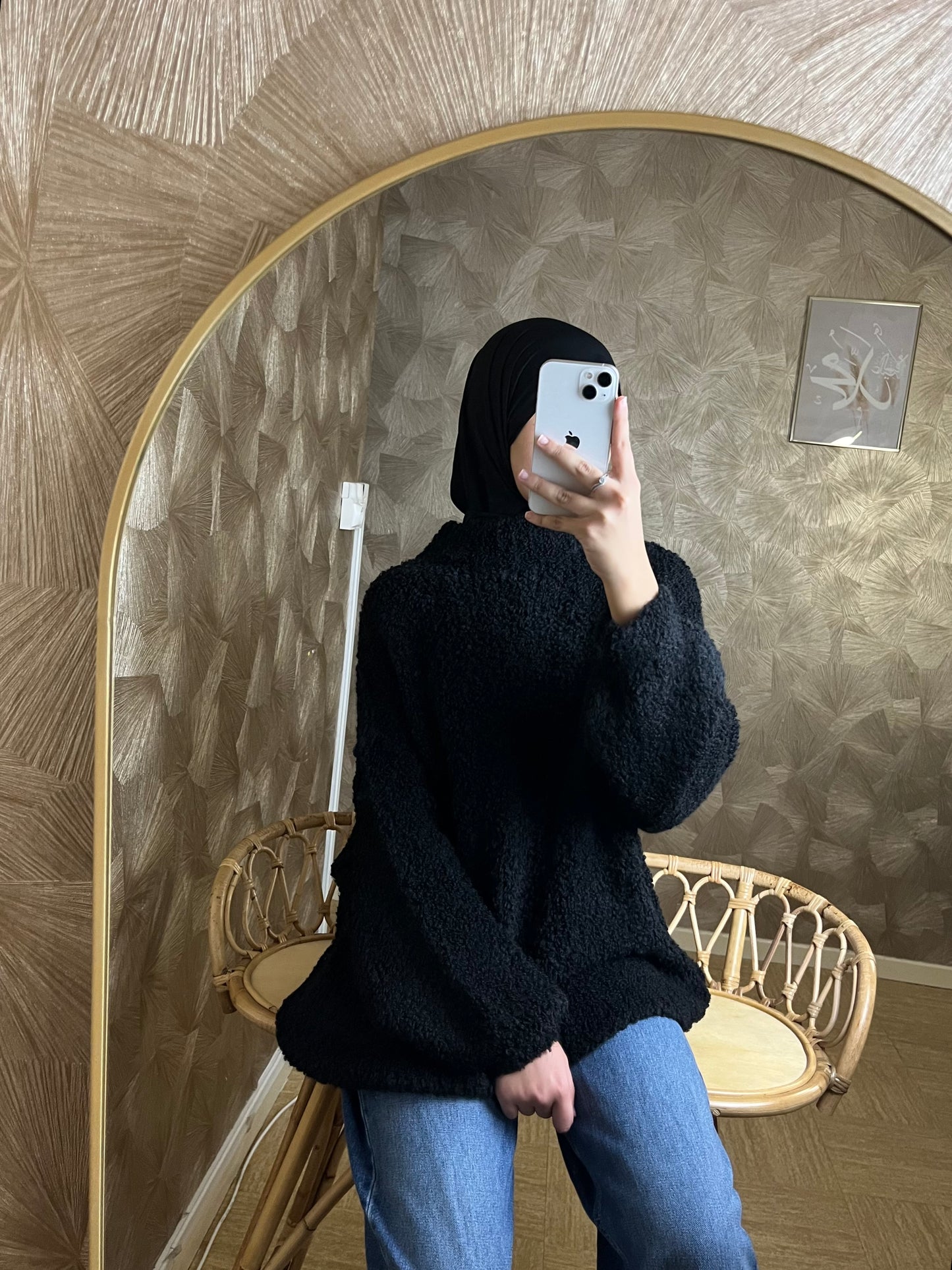 Pull en Laine Bouclée Noir