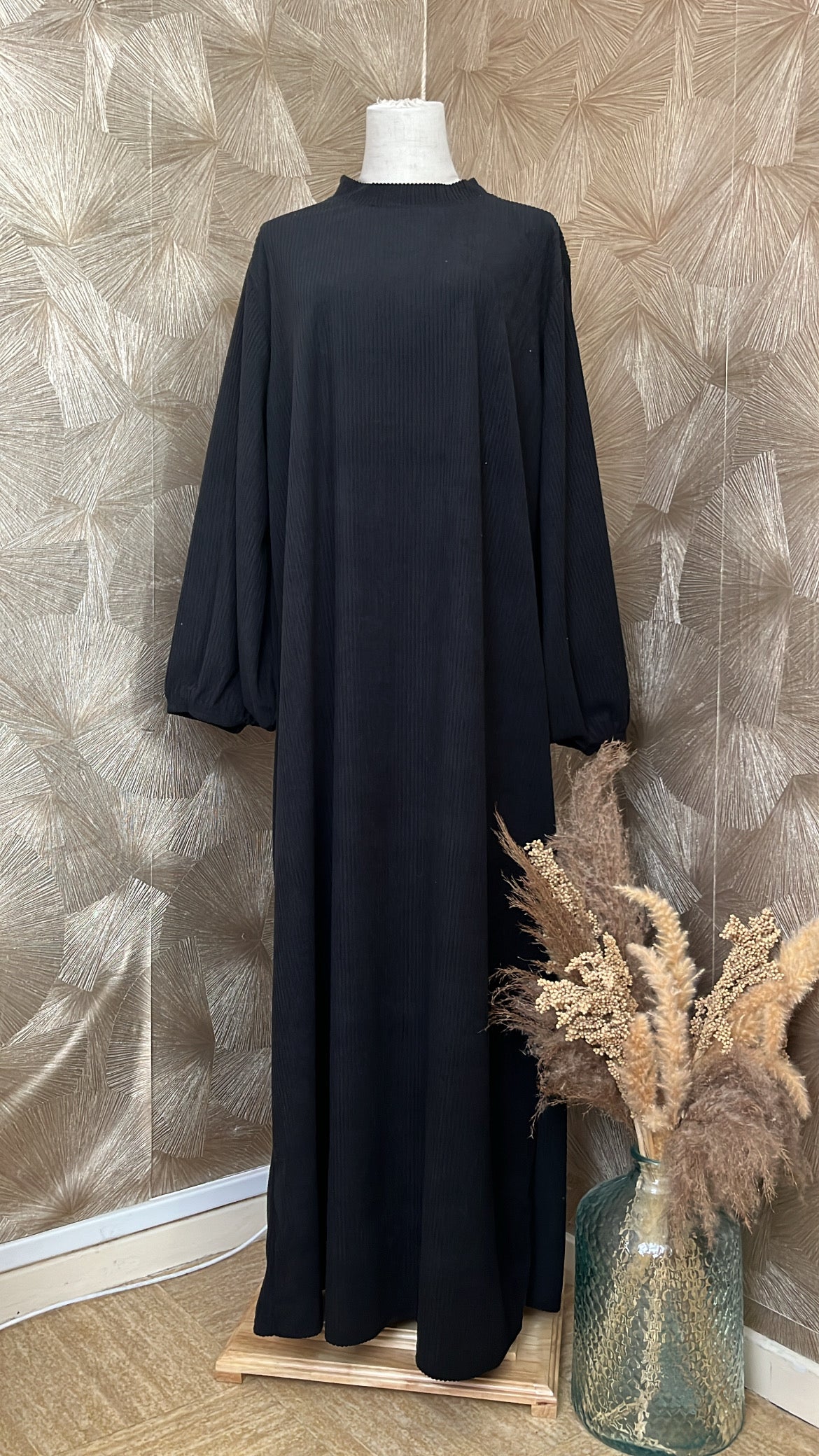 Robe Côtelée Manches Élastiques