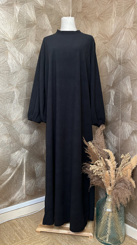 Robe Côtelée Manches Élastiques