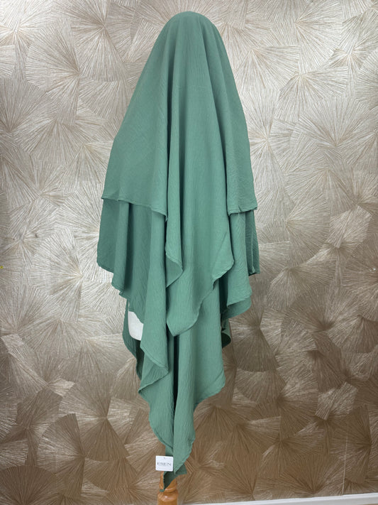 Khimar double voile en jazz vert